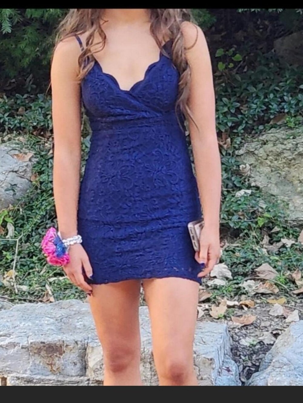 Xtraordinary Navy Lace Scalloped Mini Dress Size 1